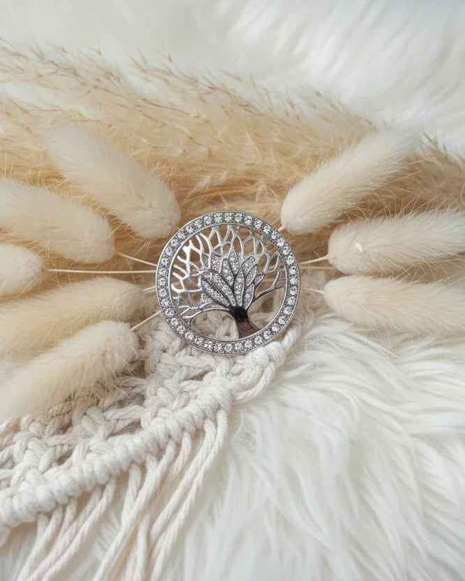 Magnetbrosche Lebensbaum Strass Silber Brosche Brosche-Lebensbaum_Strass_Silber Purplerose Fashion