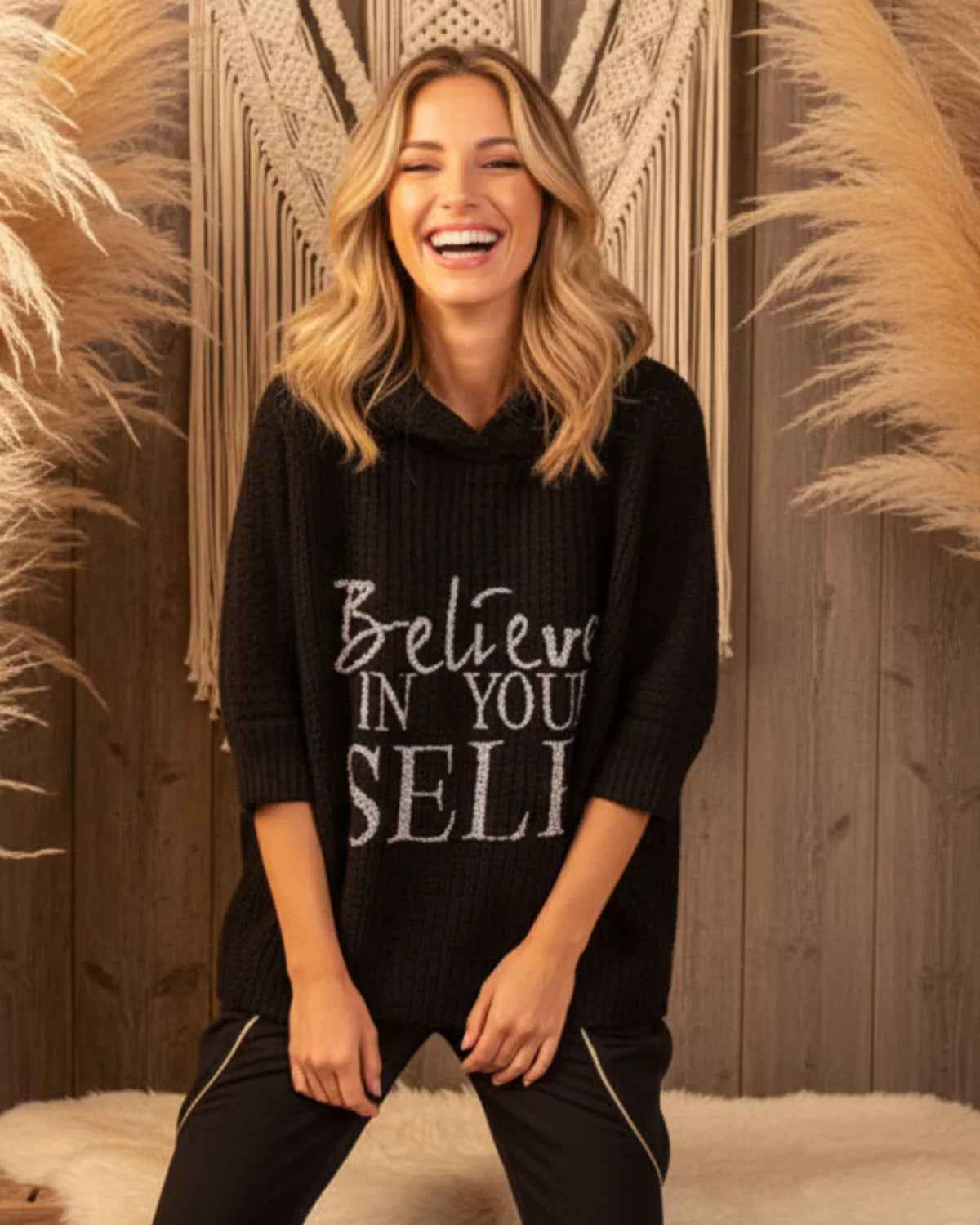 Kapuzen Pulli Believe in Yourself Pullover Kapuzen_Sweatshirt_Believe_in_yourself Purplerose Fashion