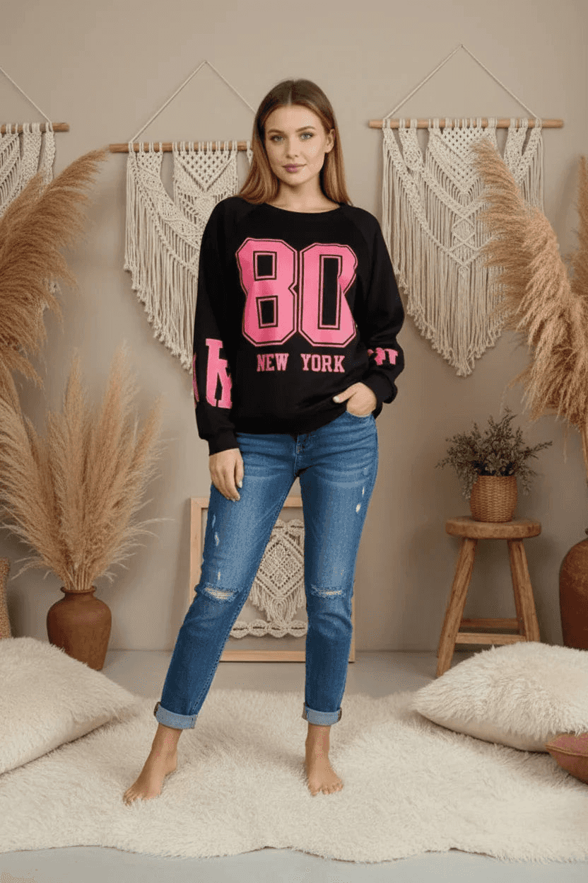 Sweaty New York Schwarz Sweatshirt Sweaty_New_York_Schwarz_37f7728a-e093-46fc-a466-222081c9b8dd Purplerose Fashion