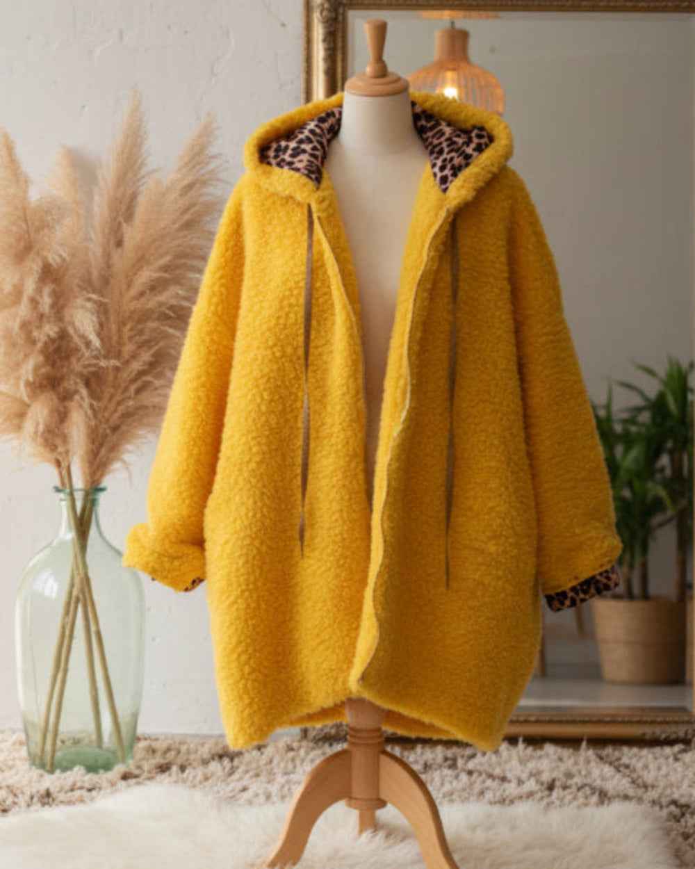 Plüsch Teddy Jacke Gelb Jacke Teddy_Jacke_mit_Kapuze_Gelb Purplerose Fashion