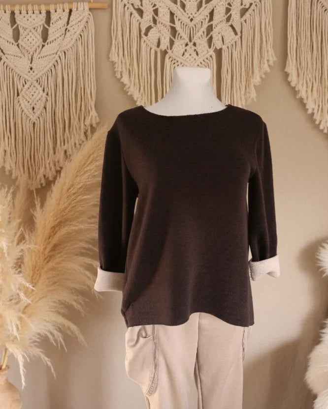 Feinstrick Pulli 2 Farben Pullover feinstrick-Pulli_2colour Purplerose Fashion