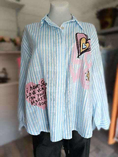 Bluse Love gestreift - Purplerose Fashion