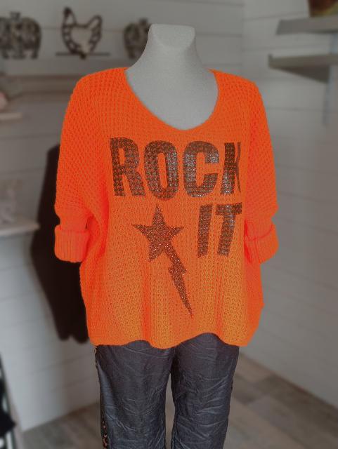 Grobstrick Pulli Rock It Neonorange