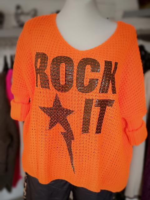 Grobstrick Pulli Rock It Neonorange