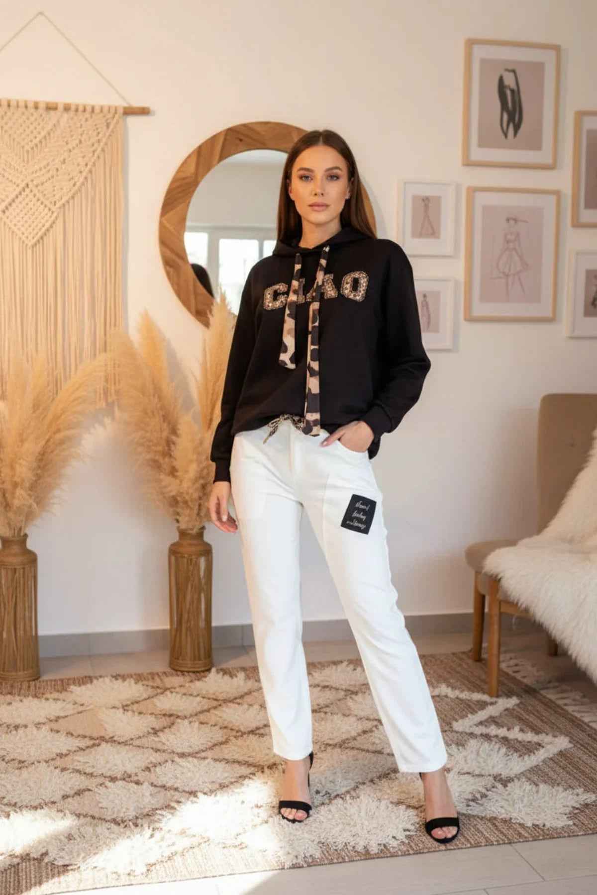 Sweatshirt Ciao mit Kapuze Sweatshirt schwarzes_kapuzenshirt_ciao Purplerose Fashion