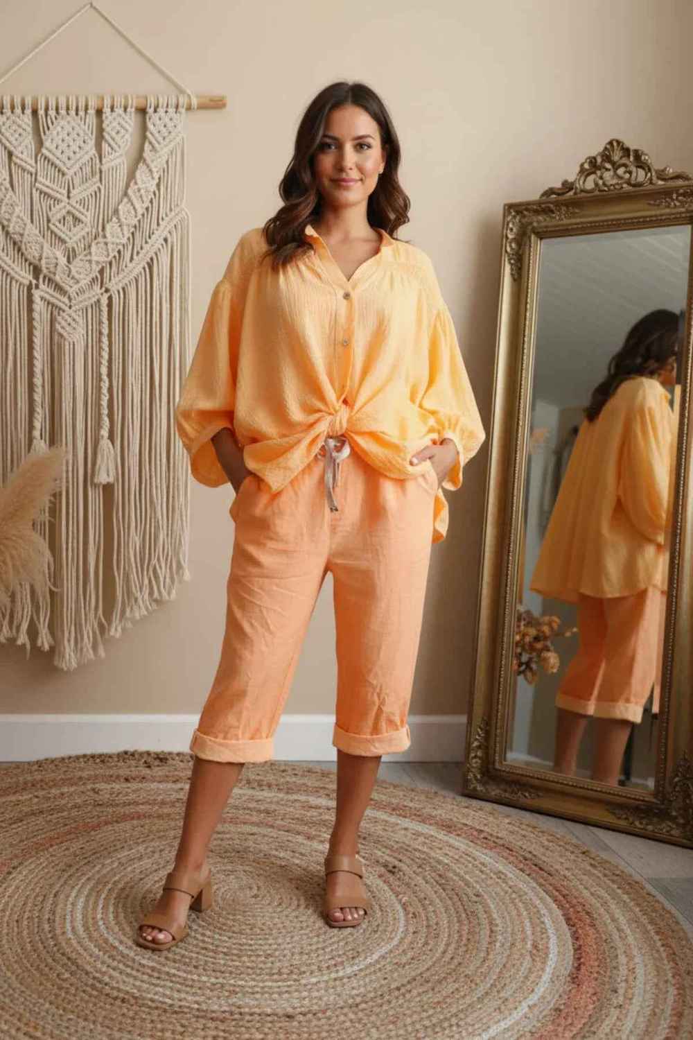 Jogpant Lucky Jogpants 3_4_jogpant_neon_orange_mit_guertel Purplerose Fashion