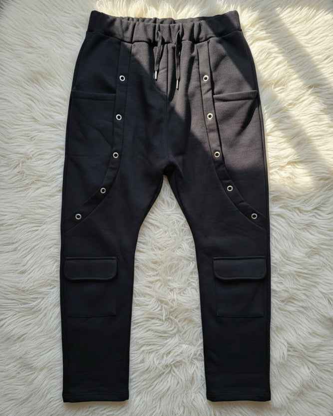 Stylische Baggy Cargohose Hose Baggy_Pant_Schwarz_mit_Nieten Purplerose Fashion