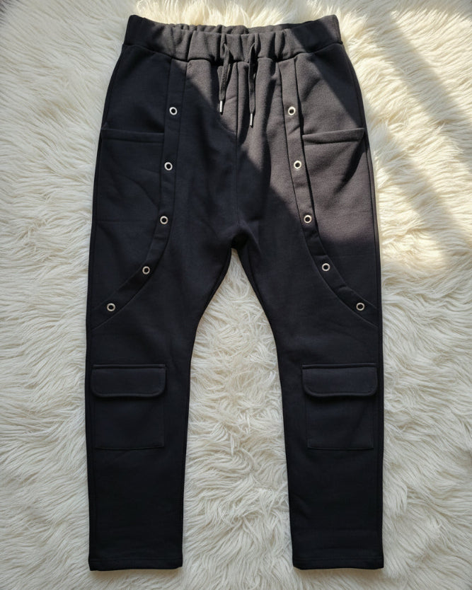 Stylische Baggy Cargohose Hose Baggy_Pant_Schwarz_mit_Nieten Purplerose Fashion