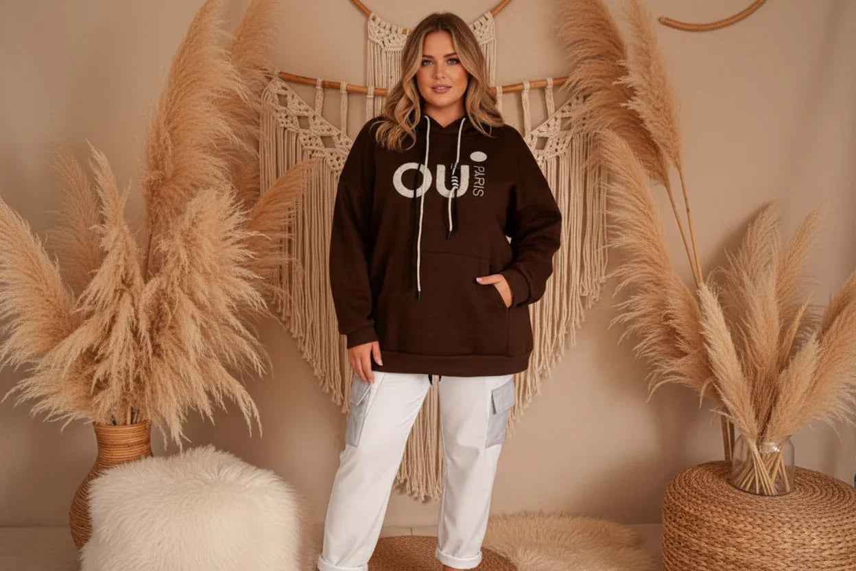 Hoodie Oui Paris Sweatshirt Hoodie_Oui_Paris_Braun Purplerose Fashion