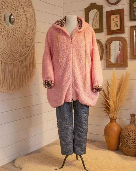 Teddy Look Jacke Leo Rosa Jacke Pluesch_Teddy_Jacke_Rosa Purplerose Fashion