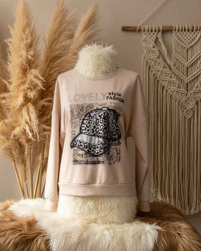 Sweaty Leo Cap Lovely Sweatshirt Sweatshirt-Lovely_Cap_Leo_1 Purplerose Fashion