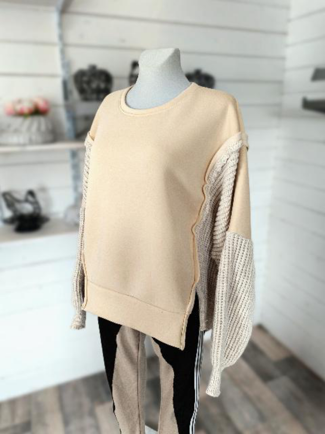 Sweatshirt Stoff trifft Strick