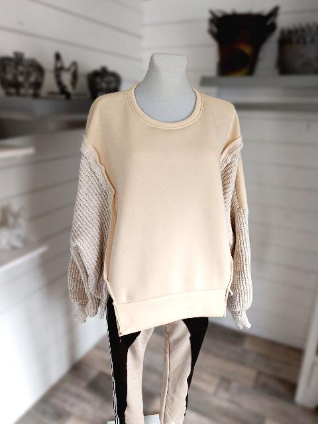 Sweatshirt Stoff trifft Strick