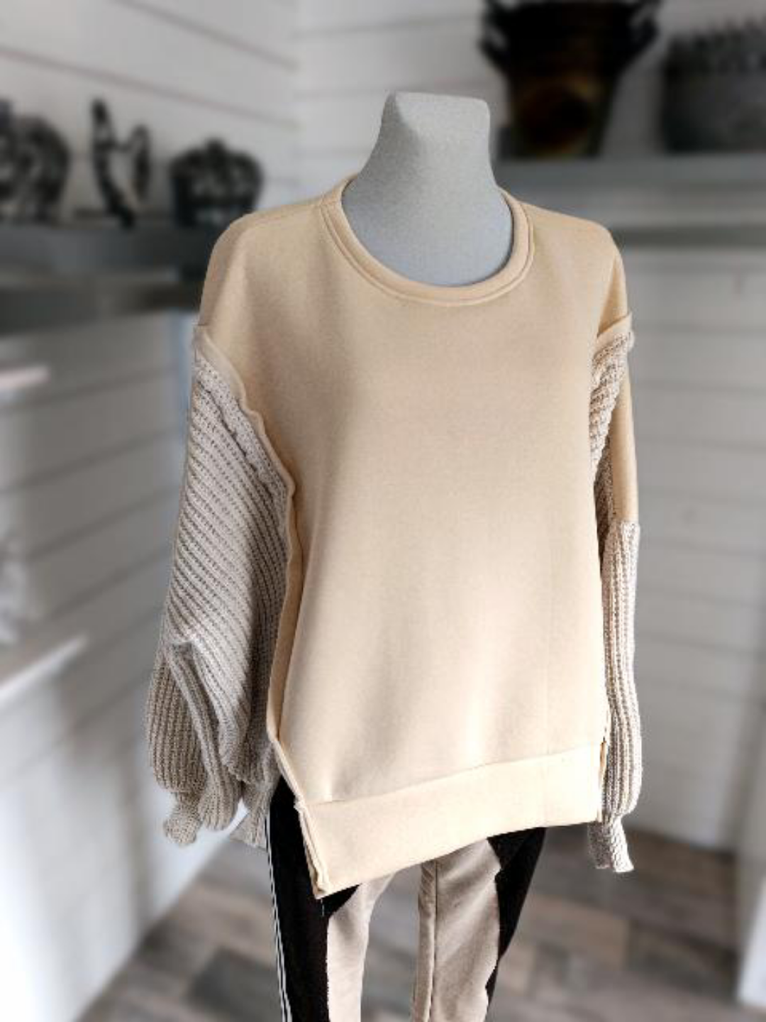 Sweatshirt Stoff trifft Strick