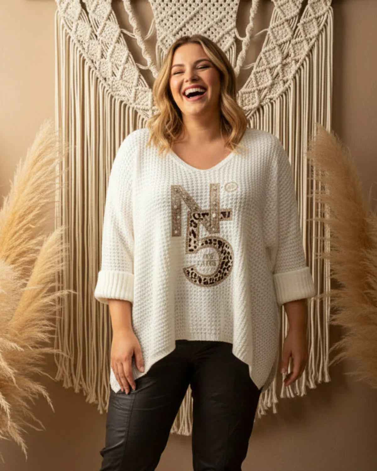 Pullover Paris No5 Natur Pullover V-Ausschnitt_Pullover_Glitzer_Paris_Farbe_Natur Purplerose Fashion