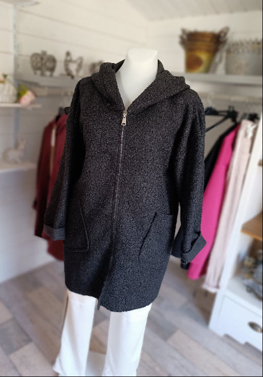 Damen Übergangsjacke Teddy. Farbe Schwarz. 100% Polyester