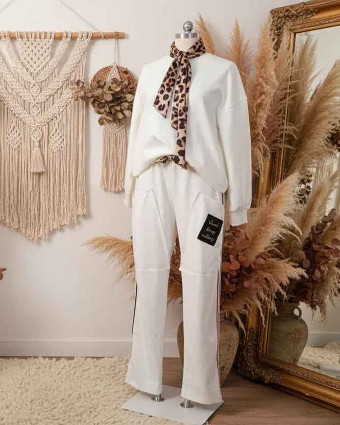 Sweathose Galonstreifen Sweet Sporty Weiß Hose damen_sweathose_dehnbund Purplerose Fashion