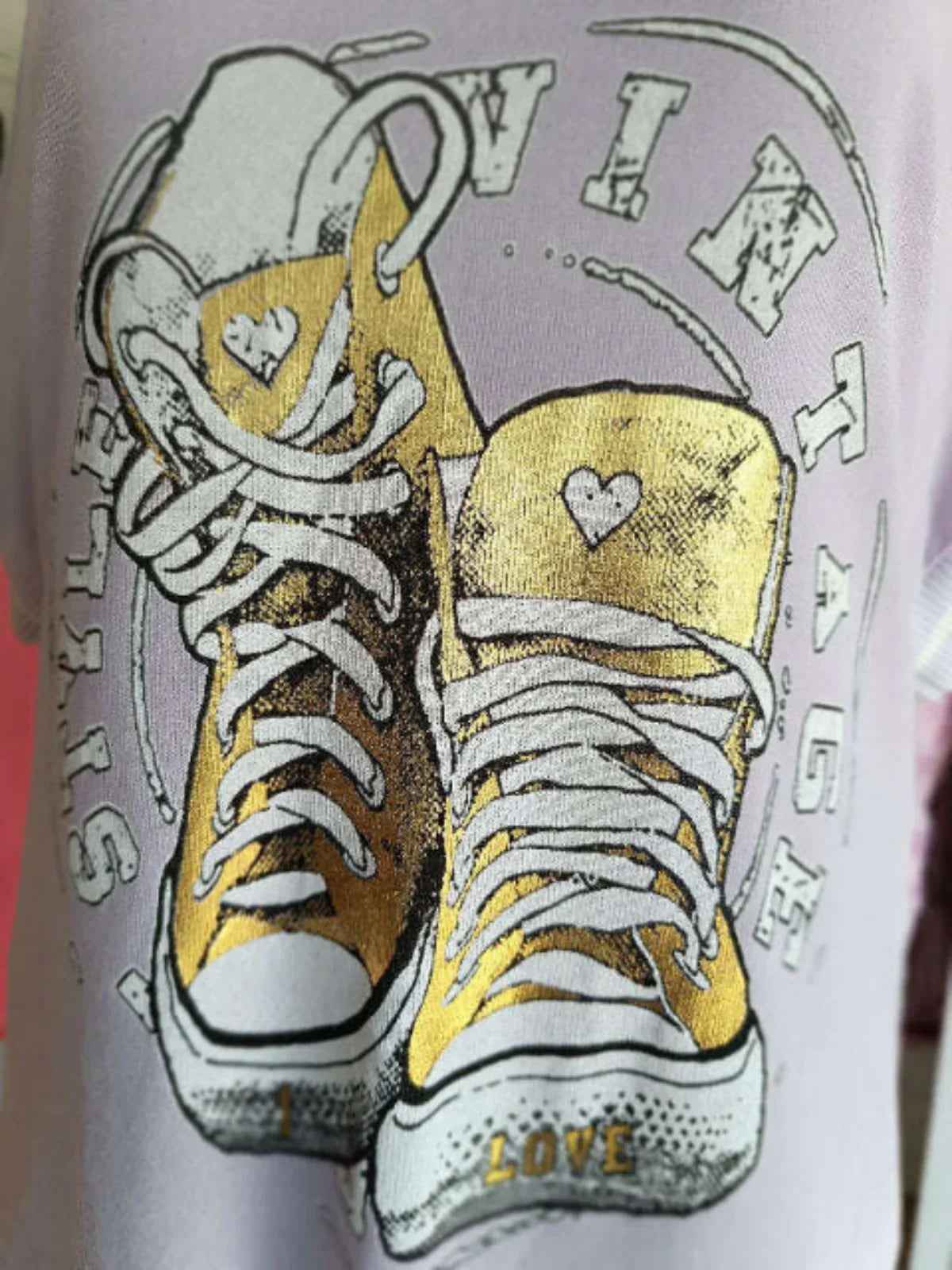 T-Shirt Gold Print Sneaker T-Shirt damenshirt_sneaker_love Purplerose Fashion
