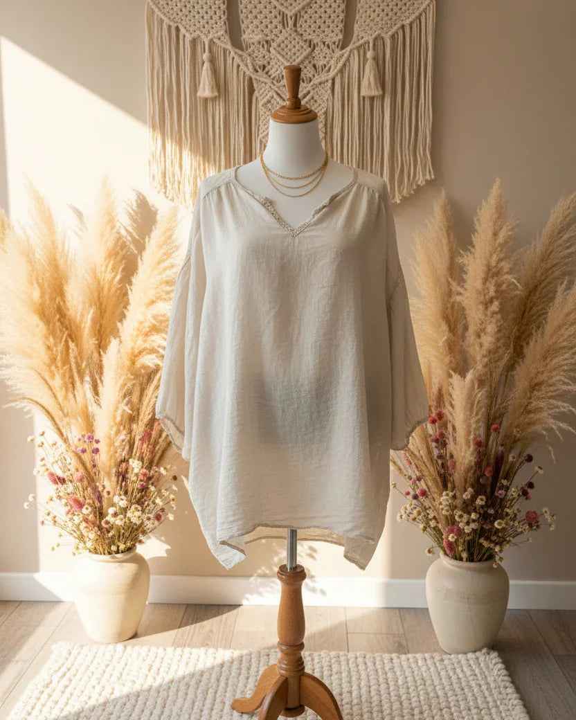 Leinenbluse Oversize Tunika Anna Bluse oversized_tunika_aus_leinen Purplerose Fashion