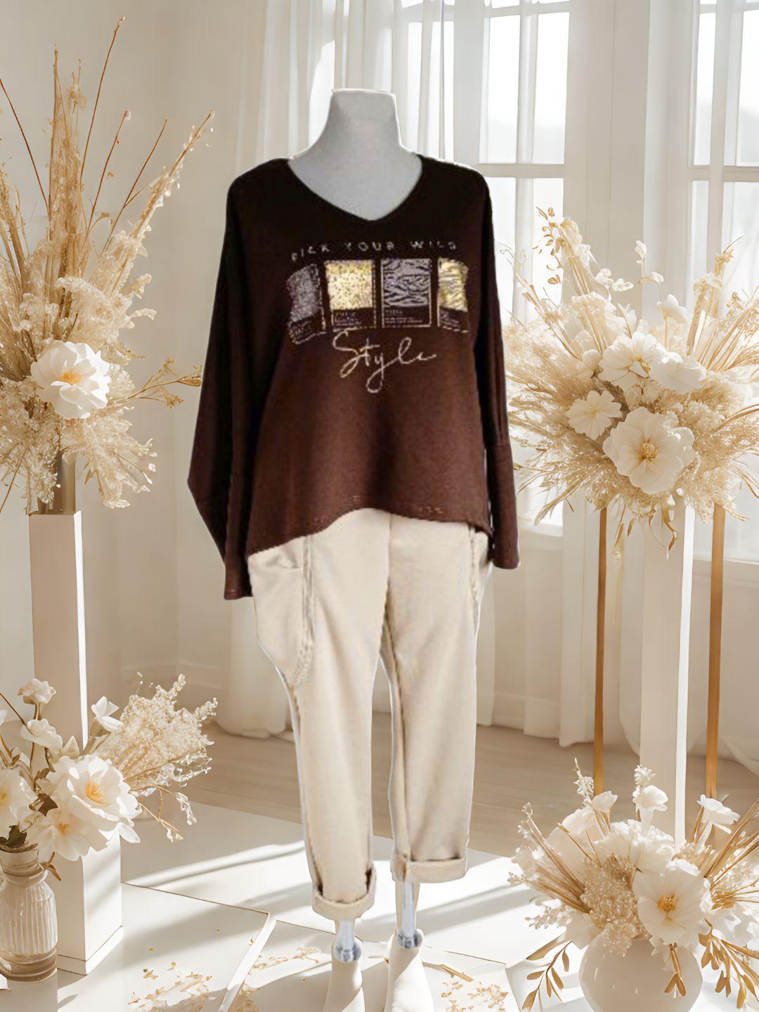 V-Ausschnitt Sweaty Wild Style Braun