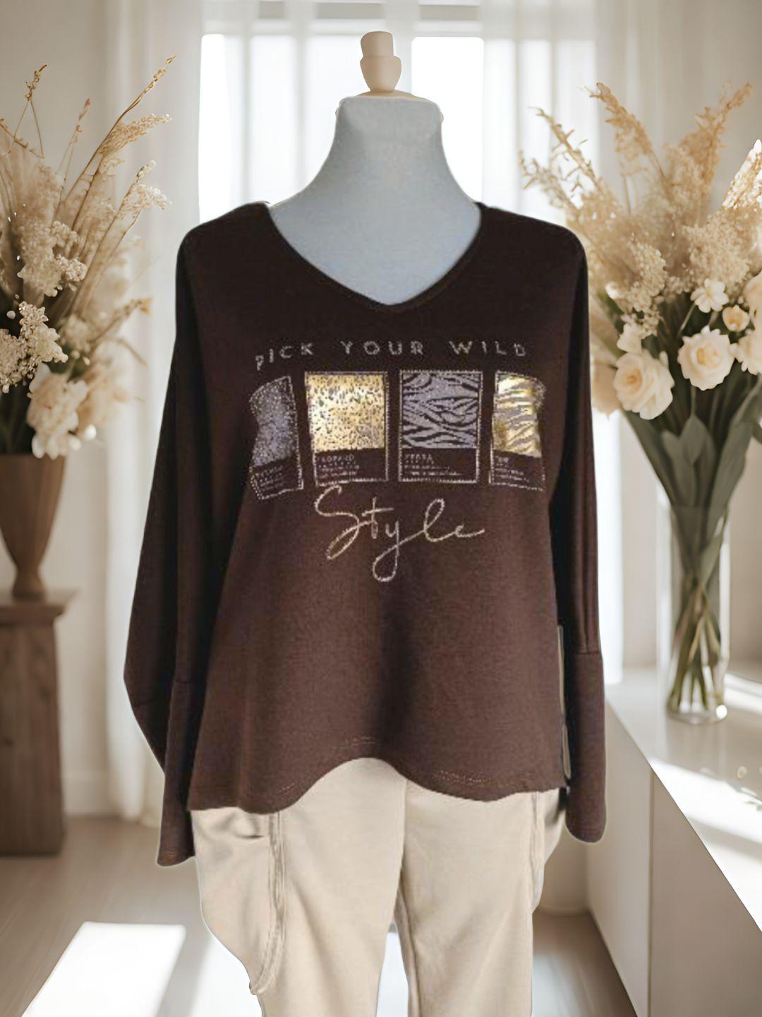 V-Ausschnitt Sweaty Wild Style Braun