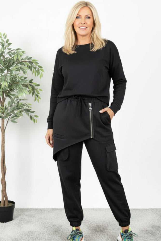 Baggy Heremshose mit Zipper und Schürze