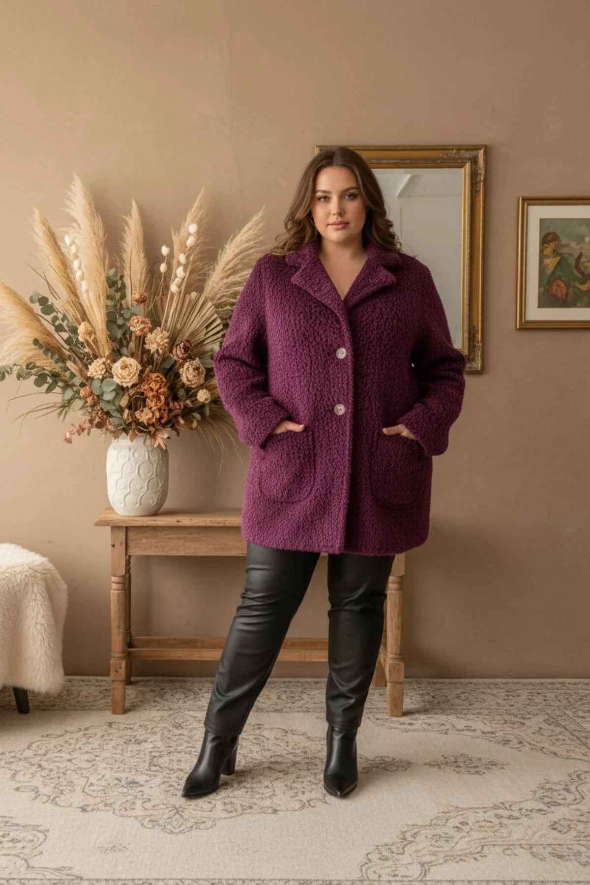 Teddy Stoff Blazer Beere Jacke teddy_blazer_farbe_beere Purplerose Fashion