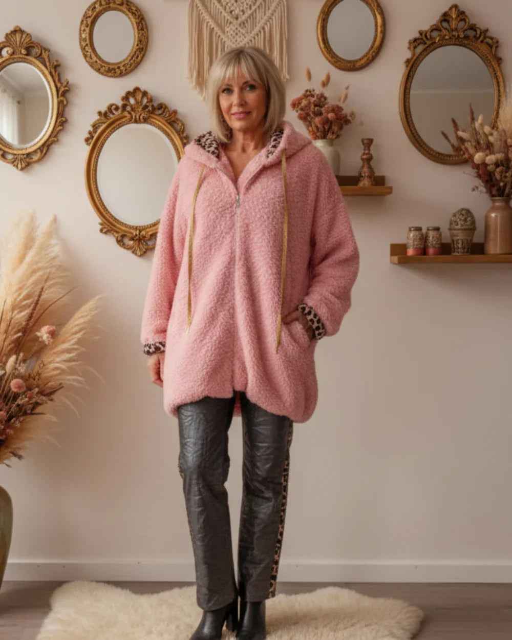 Teddy Look Jacke Leo Rosa Jacke teddy_pluesch_jacke_rosa Purplerose Fashion